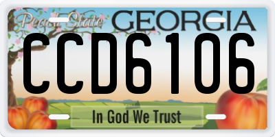 GA license plate CCD6106