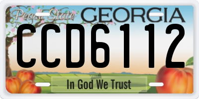 GA license plate CCD6112