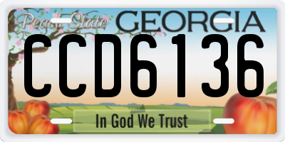 GA license plate CCD6136