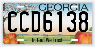 GA license plate CCD6138