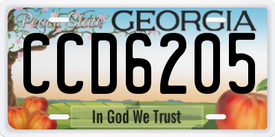 GA license plate CCD6205