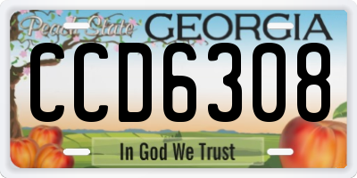 GA license plate CCD6308