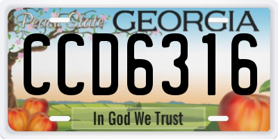 GA license plate CCD6316