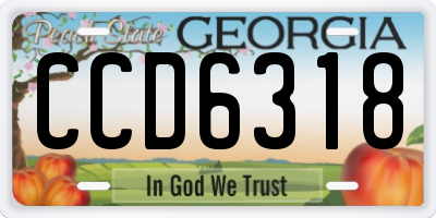 GA license plate CCD6318