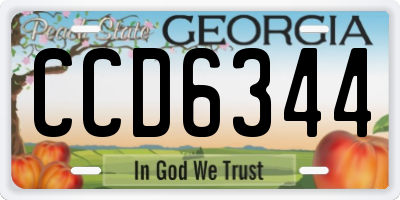 GA license plate CCD6344