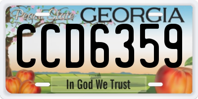 GA license plate CCD6359