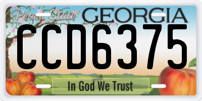 GA license plate CCD6375