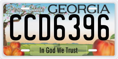 GA license plate CCD6396