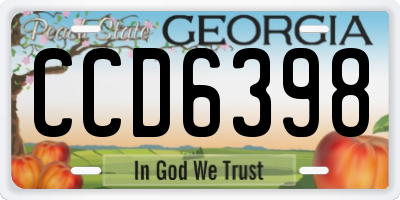 GA license plate CCD6398