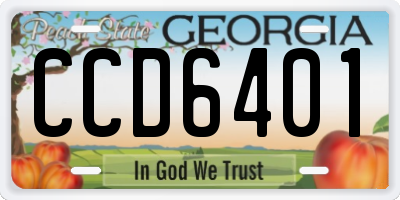 GA license plate CCD6401