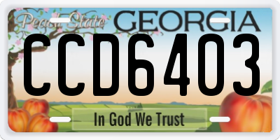 GA license plate CCD6403
