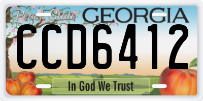 GA license plate CCD6412
