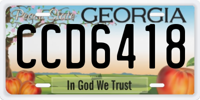 GA license plate CCD6418
