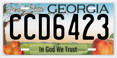 GA license plate CCD6423