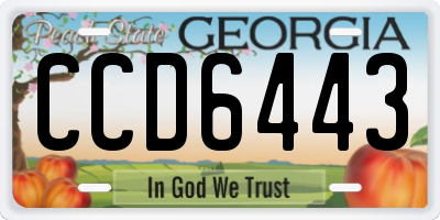 GA license plate CCD6443