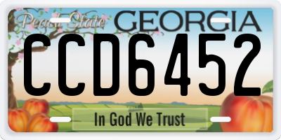 GA license plate CCD6452