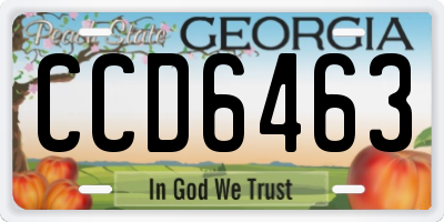 GA license plate CCD6463