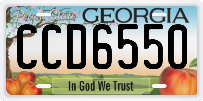 GA license plate CCD6550