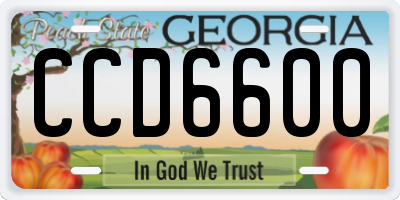 GA license plate CCD6600