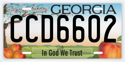 GA license plate CCD6602