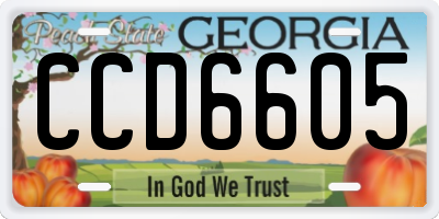 GA license plate CCD6605
