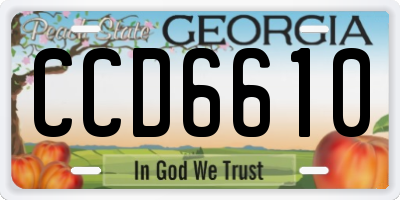 GA license plate CCD6610