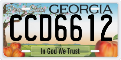 GA license plate CCD6612
