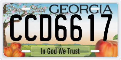 GA license plate CCD6617