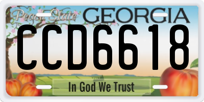 GA license plate CCD6618