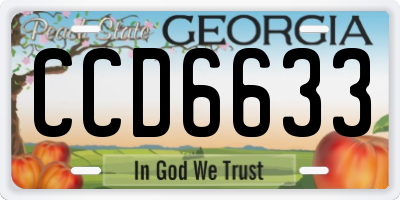 GA license plate CCD6633