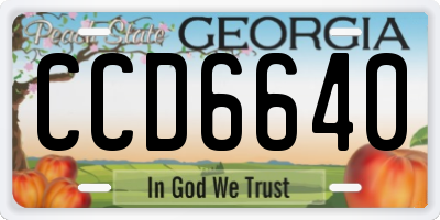 GA license plate CCD6640