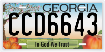 GA license plate CCD6643