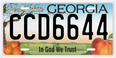 GA license plate CCD6644