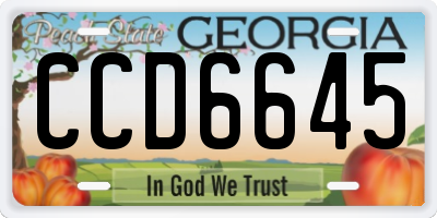 GA license plate CCD6645