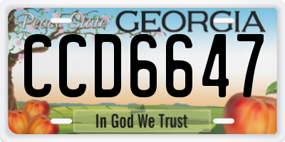 GA license plate CCD6647