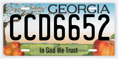GA license plate CCD6652