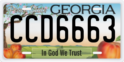 GA license plate CCD6663
