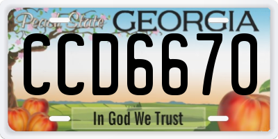 GA license plate CCD6670