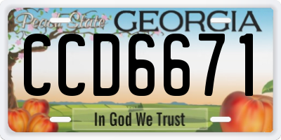GA license plate CCD6671