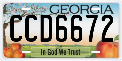 GA license plate CCD6672