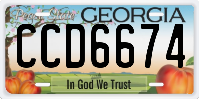 GA license plate CCD6674
