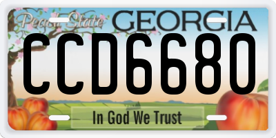 GA license plate CCD6680