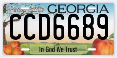GA license plate CCD6689