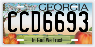 GA license plate CCD6693