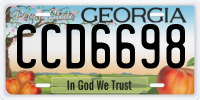 GA license plate CCD6698
