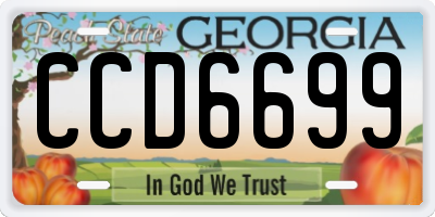 GA license plate CCD6699