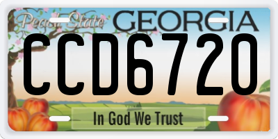 GA license plate CCD6720