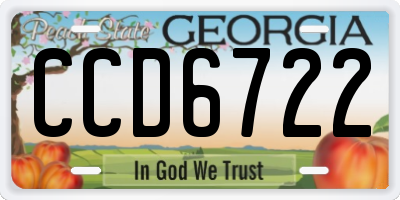 GA license plate CCD6722
