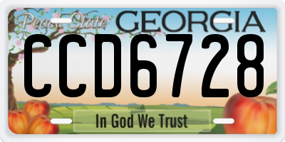GA license plate CCD6728