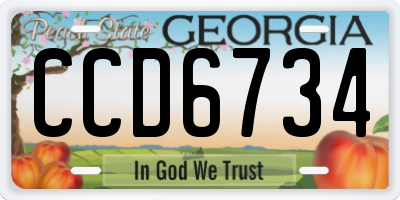 GA license plate CCD6734
